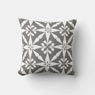 Coussin Motif Ikat Star - gris / gris et blanc
