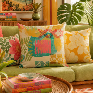 Coussin Motif imprimé hawaïen inspiré de la rétro