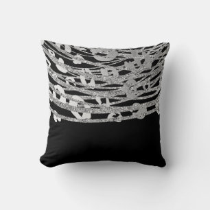 Coussin Motif imprimé léopard guépard argent et noir Glam