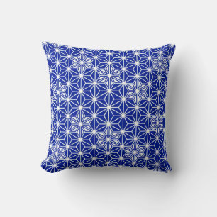 Coussin Motif japonais Asanoha - bleu cobalt