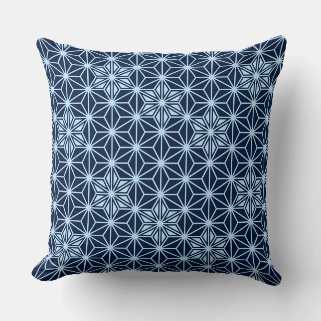 Coussin Motif japonais Asanoha - bleu indigo (Recto)