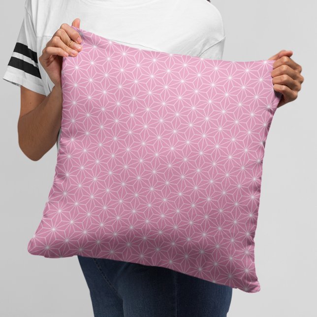 Coussin Motif japonais géométrique rose moderne (Créateur téléchargé)