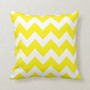 Coussin Motif jaune lumineux chic minable de Chevron