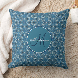 Coussin Motif kaléidoscopique géométrique Blue Stars
