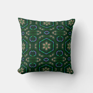 Coussin Motif kaléidoscopique vert foncé