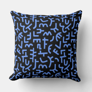 Coussin Motif Kuba Style 121019 - Bleu bébé sur noir