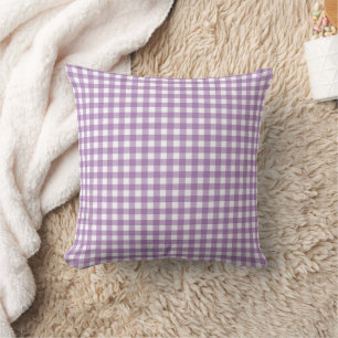 Coussin Motif Lavande et blanc En vichy Plaid