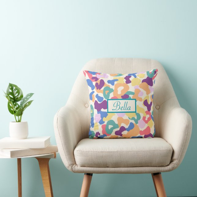 Coussin Motif léopard coloré (Chaise)