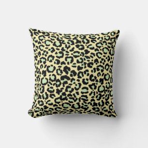 Coussin Motif léopard dans Mint Green sur avoine