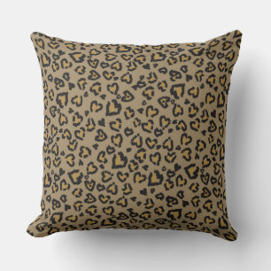 Coussin Motif léopard de coeur en couleurs naturelles