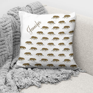 Coussin Motif léopard vintage nom personnalisé