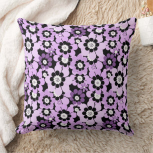 Coussin Motif lilas rose rétro Daisies Monochrome