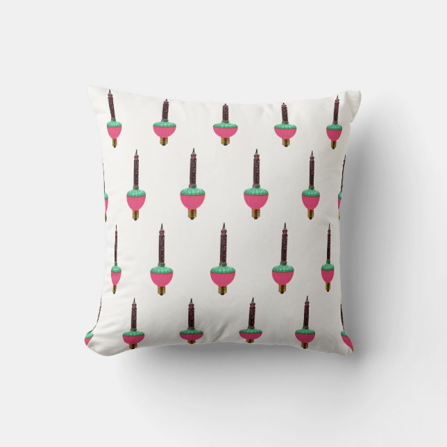 Coussin Motif lumineux vintage sur blanc (Recto)