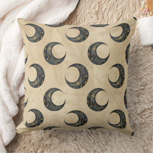 Coussin Motif Lune Céleste Boho Or