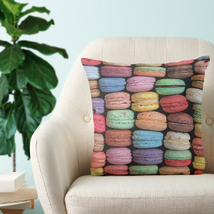 Coussin Motif Macaron français coloré