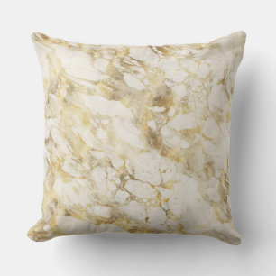 Coussin Motif Marbre Blanc et Or Moderne