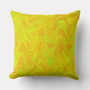 Coussin Motif Marbré Jaune Vert Orange