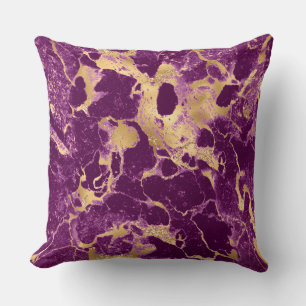 Coussin Motif marbre moderne violet et or