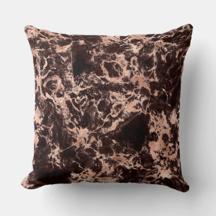 Coussin Motif marbre noir et or rose moderne