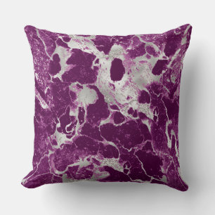 Coussin Motif marbre violet et argent moderne