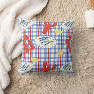 Coussin Motif Marché de Fruits de Mer Méditerranéens (3)