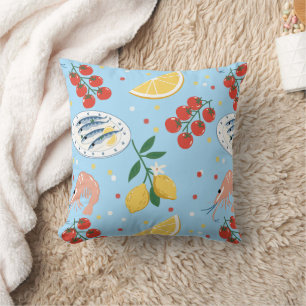 Coussin Motif Marché de Fruits de Mer Méditerranéens (5)