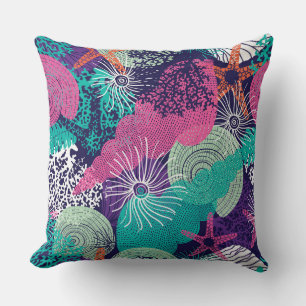 Coussin Motif marin coloré Marine Vie de mer Étec d'algues