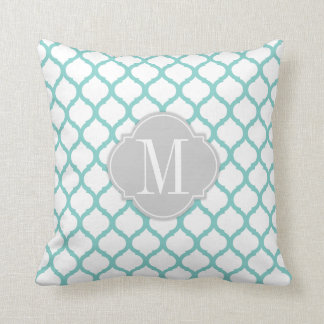 Coussin Motif marocain bleu et blanc d'Aqua avec le