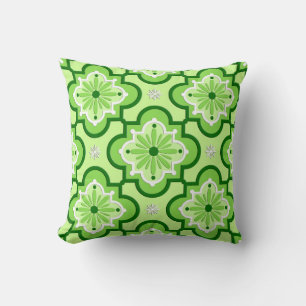 Coussin Motif marocain en tuiles - Vert citron