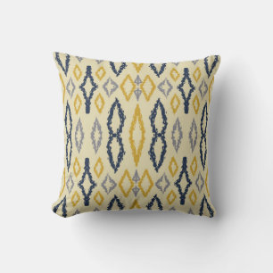 Coussin Motif marocain Ikat Blue Yellow