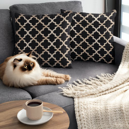 Coussin Motif marocain Noir & Or