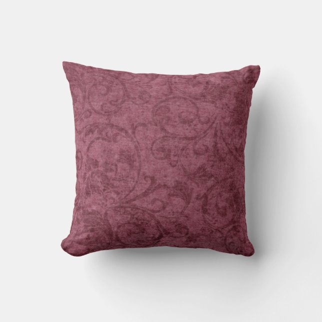 Coussin Motif mauve vintage de damassé (Recto)