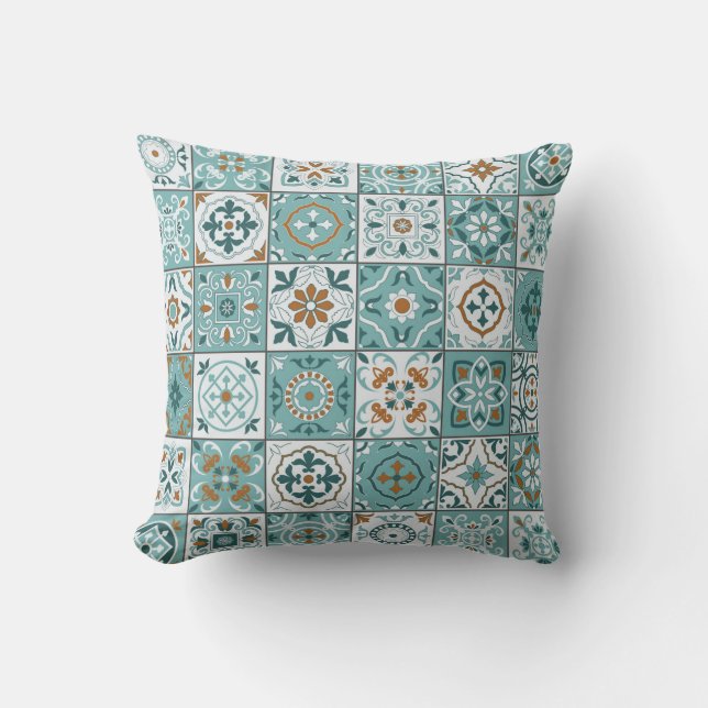 Coussin Motif méditerranéen continu de tuiles marocaines (Recto)