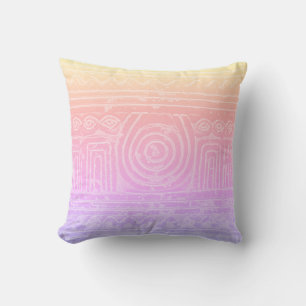 Coussin Motif mésopotamien sumérien rose jaune