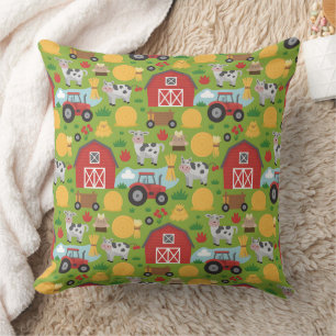Coussin Motif mignon d'animaux de ferme en carrelage