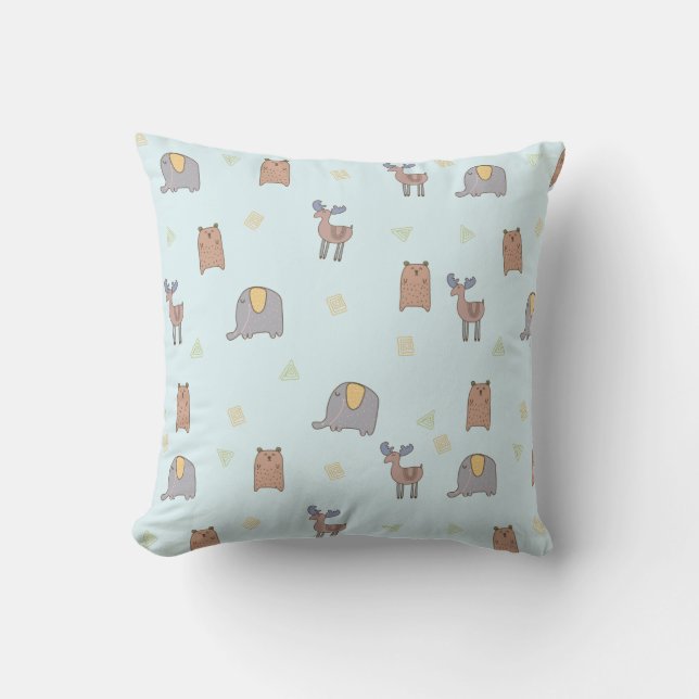 Coussin Motif mignon des animaux scandinaves (Recto)
