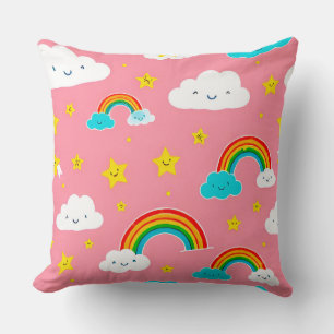 Coussin Motif mignon des nuages avec arc-en-ciel