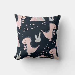 Coussin Motif mignon et transparent avec dinosaures roses