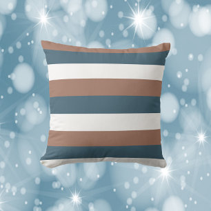 Coussin Motif Mocha Brown Turquoise blanc
