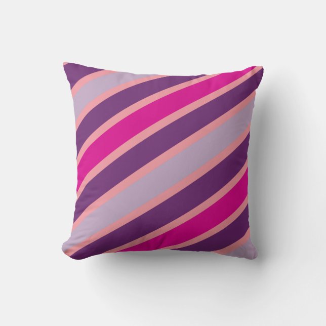 Coussin Motif moderne avec bandes violettes et roses (Recto)