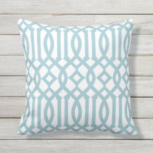 Coussin Motif moderne blanc et bleu ciel Trellis