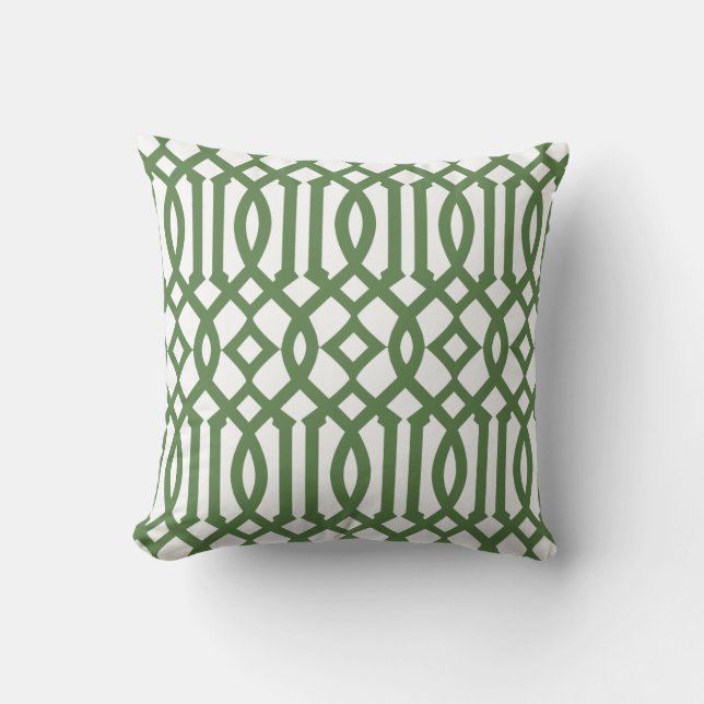 Coussin Motif moderne blanc et vert Trellis (Recto)