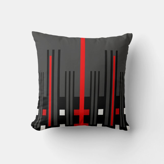 Coussin Motif moderne Coussin-Maison-Rouge/gris/noir/blanc (Recto)