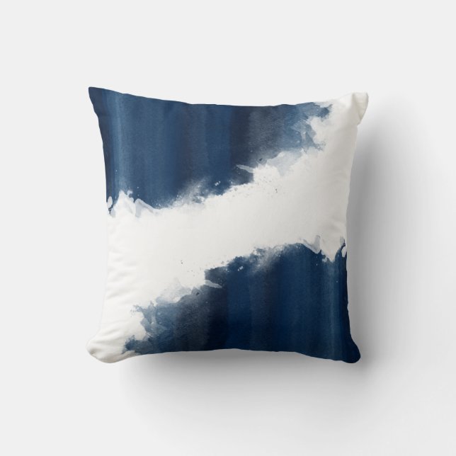 Coussin Motif moderne de bleu marine d'aquarelle (Recto)