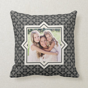 Coussin Motif moderne de charbon et de crème avec deux