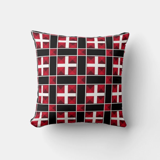 Coussin Motif moderne de croix noire et blanche (Recto)