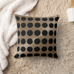 Coussin Motif moderne de grands points de Taupe et de noir