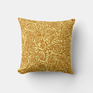 Coussin Motif moderne de rose de résumé, jaune de moutarde