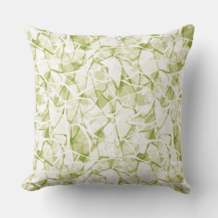 Coussin motif moderne élégant abstrait blanc-olive   