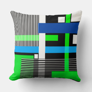 Coussin Motif moderne géométrique dans les tons bleu et ve